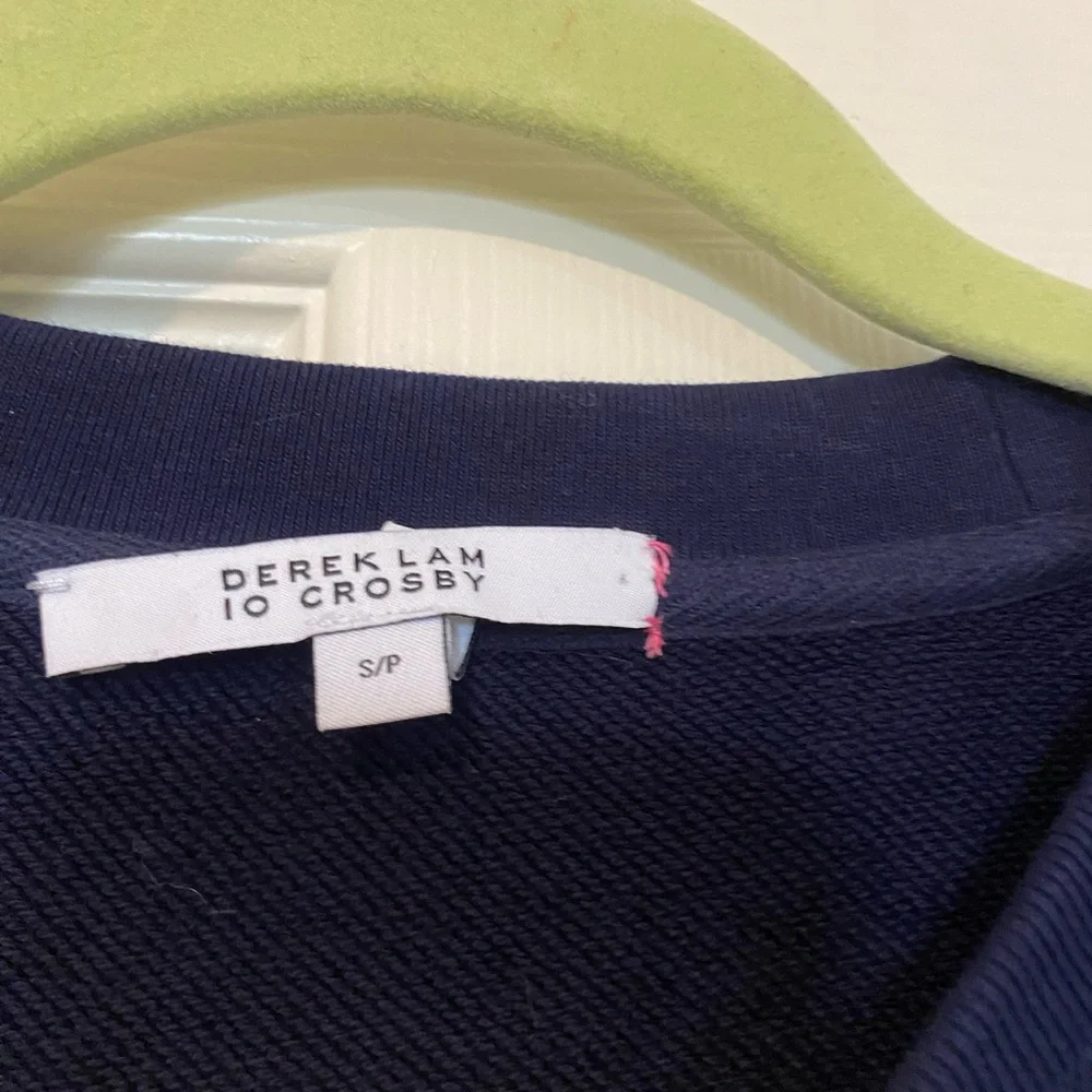Derek Lam 10 Crosby | Women's Navy Blue Crewneck Sweater Ombre Sleeves S